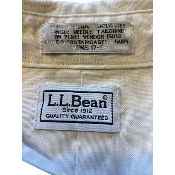 LL Bean White Shirt X-Large 17–35 | Cotton Blend Button-Up with Long Back Hem - Picture 9 of 9